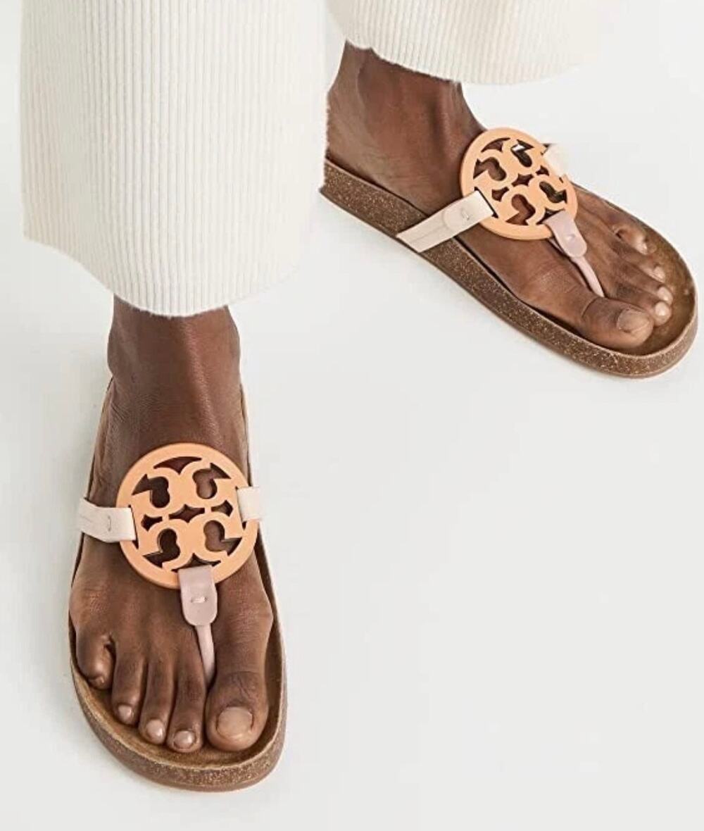 Tory Burch Cloud Miller Sandal Leather Orange Tan Sz 6.5 GS
